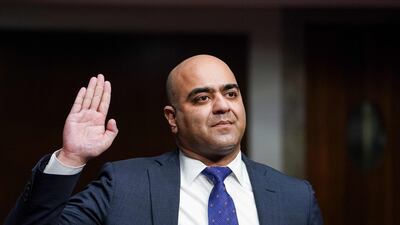 Zahid Quraishi, nominated by US President Joe Biden to be a US District Judge for the District of New Jersey, is sworn in to testify before a Senate Judiciary Committee hearing on pending judicial nominations on Capitol Hill in Washington, DC on April 28. AFP