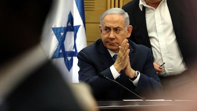 Acting Israeli Prime Minister and leader of the Likud party Benjamin Netanyahu attends his party faction meeting at the Knesset in Jerusalem, Israel, 23 September 2019. EPA
