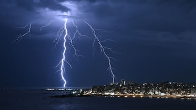 Lightning strikes during a thunderstorm in Montevideo, the capital of Uruguay. AFP