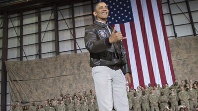 President Barack Obama during a surprise visit to US troops at Bagram Air Field, north of Kabul, on May 25, 2014. AFP