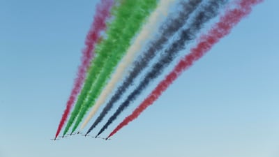 Aerobatic jets fill the skies with the national colours.