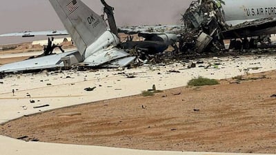 A US military aircraft hit by suspected Iranian drones. Tehran's accuracy has vastly improved with imported navigation chips. Reuters