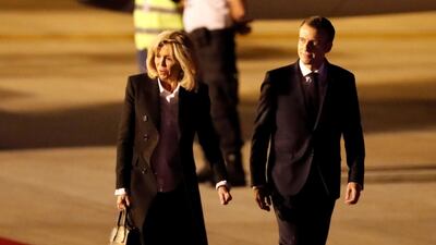 French President Emmanuel Macron and First Lady Brigitte Macron arrive in Buenos Aires. EPA