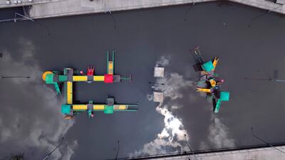 A flooded park due to heavy rains in the Aztecas district, near Benito Juarez international airport, Mexico City. AFP