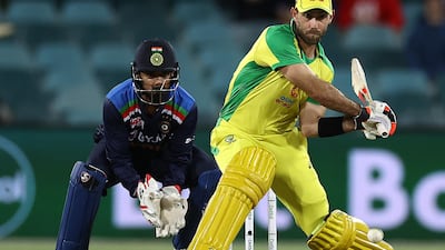 Glenn Maxwell plays a reverse sweep at the Manuka Oval in Canberra. Getty