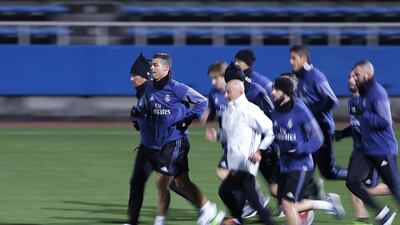 Cristiano Ronaldo leads a running session. Yuya Shino / EPA