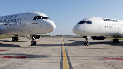An Airbus A320neo and a Bombardier CSeries. Bombardier must now look to its other operations after Airbus moved in to support its commercial jet unit.Regis Duvignau/Reuters