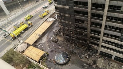 Damage to Zen Tower after the fire was put out. Courtesy Ezio Patrizi,