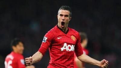 Robin van Persie's hat-trick in the first half sealed the deal for Manchester United's 20th league title. Paul Ellis / AFP
