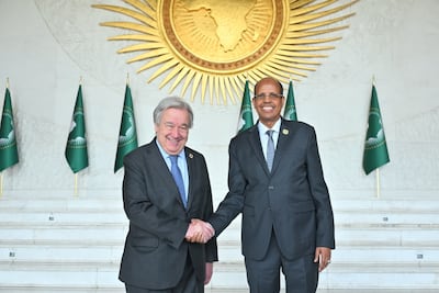 UN Secretary General Antonio Guterres with Chairman of the African Union Commission, Mahmoud Ali Youssouf. Photo: UN