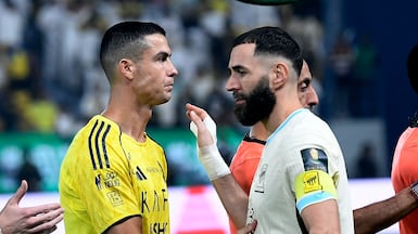 Cristiano Ronaldo, left, is said to be unhappy about Karim Benzema's move to Al Hilal. Reuters