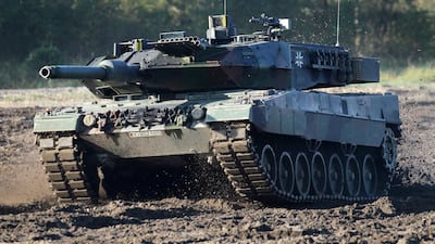 A German Leopard 2 tank. AP