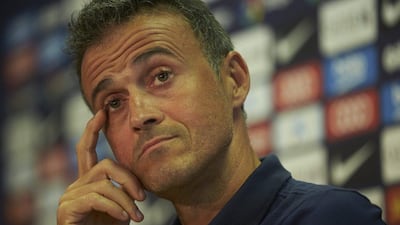 Barcelona manager Luis Enrique addresses the media ahead of Barcelona's Primera Liga match against Sporting Gijon. Alejandro Garcia / EPA