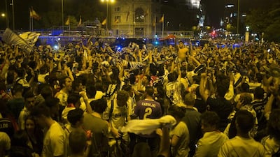 Real Madrid supporters celebrate their team’s Champions League title in Madrid, early Sunday, June 4, 2017. Francisco Seco / AP Photo