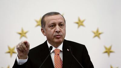 Turkish president Recep Tayyip Erdogan said stopping ISIL is his country's 'primary duty'. Yasin Bulbul via AP