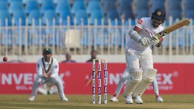 Sri Lanka's Dimuth Karunaratne plays a flick on day one against Pakistan .AFP