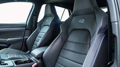 The sporty seats are made in black with blue details.