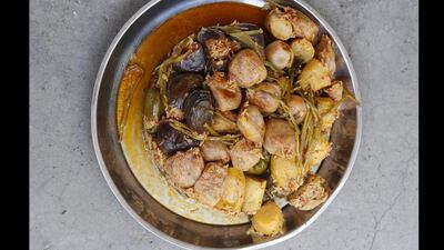 Dolma, a traditional Iraqi dish of vegetables and vine leaves stuffed with meat, rice and tomatoes, which Hussain Hawi Warid, 55, likes to break his fast with during Ramadan.