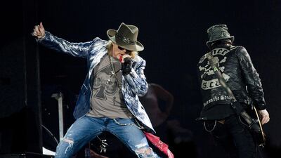 Axl Rose of Guns N' Roses performs at the O2 arena in London. Courtesy Press Association