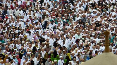 Pilgrims circumambulate around the Kaaba during Umrah in Mecca. AP Photo