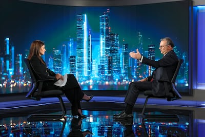 Hadley Gamble interviews US envoy Massad Boulos at IMI's Abu Dhabi studios. Victor Besa / The National
