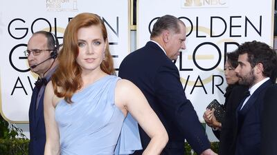 Amy Adams, in Versace, arrives for the 72nd annual Golden Globe Awards at the Beverly Hilton Hotel in Beverly Hills, California, on January 11, 2015. EPA