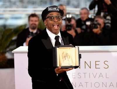 Director Spike Lee holds the Grand Prix award for the film ‘BlackKklansman’. Ap