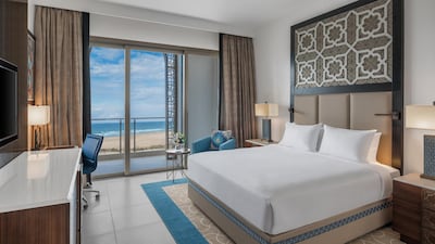 This grand deluxe room has an ocean view. Courtesy Hilton Tangier Al Houara