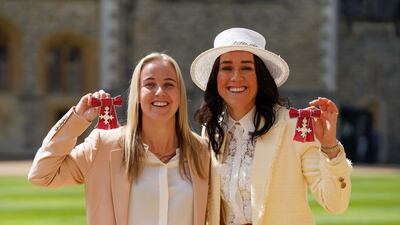 On Wednesday England football heroes Beth Mead and Lucy Bronze received OBEs at Windsor Castle. AFP