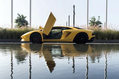 Dubai, United Arab Emirates, October 31, 2017: 2017 Lamborghini Aventador at the La Ville Hotel along the City Walk in Dubai on October 31, 2017. Christopher Pike / The National Reporter: Adam Workman Section: Keywords: