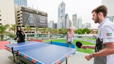 Dubai’s International Financial Centre was abuzz with people curious to explore new ways to get fit and healthy. Victor Besa for The National