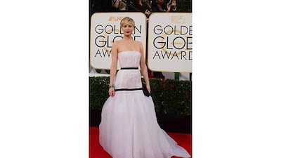 Actress Jennifer Lawrence arrives on the red carpet for the Golden Globe awards on January 12, 2014 in Beverly Hills, California. AFP PHOTO / Frederic J. BROWN