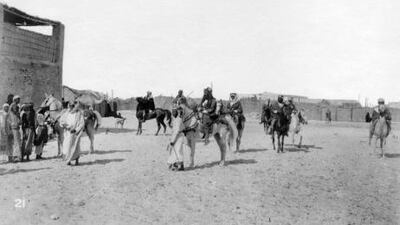 The stables at Qasr Al Hosn were of great importance in the everyday life of the men living in the palace. A rare photo of Sheikh Zayed bin Khalifa with his sons on their horses in the early 1900s. Royal Geographical Society