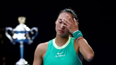 Qinwen Zheng looks dejected during here defeat against Aryna Sabalenka. Reuters