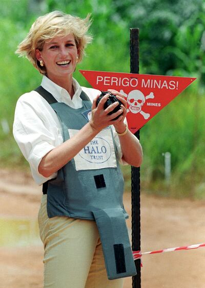 After walking through a minefield, Diana helped the team decommission an anti-personnel device in a controlled explosion. On presenting her with the misshapen metal, Heslop told a joke that made her laugh. It is one of his favourite pictures of her. Reuters/Jose Manuel Ribeiro