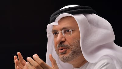 UAE Minister of State for Foreign Affairs, Anwar Gargash, speaks during a press conference at his office in Dubai. AFP