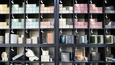 Above, different type of blocks and pavers on display at the company showroom. Pawan Singh / The National