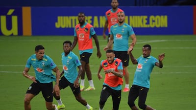 Brazil's Neymar takes part in a training session at the Arena da Amazonia Stadium. AFP