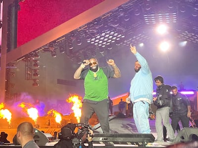 Rick Ross and DJ Khaled at Soundstorm festival in Riyadh, Saudi Arabia. Saeed Saeed / The National