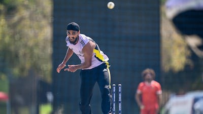 India pacer Arshdeep Singh during training at the ICC Academy ground in Dubai. AFP