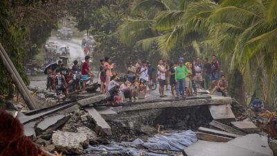 A road destroyed by storm surges brought about by Super Typhoon Fung-wong in Dipaculao, the Philippines. Getty Images