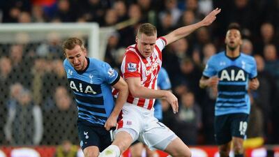 Ryan Shawcross of Stoke City challenges Harry Kane of Tottenham Hotspur. Gareth Copley / Getty Images
