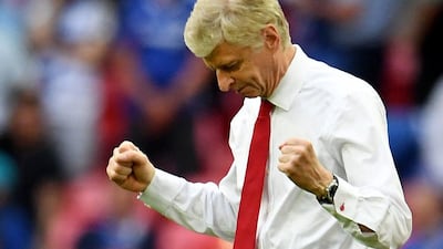 rsenal manager Arsene Wenger reacts after Arsenal's 2-1 win during the FA Cup final against Chelsea at Wembley Stadium in London, Britain, 27 May 2017. Andy Rain / EPA