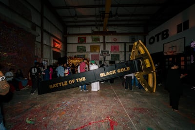 A sucker rod pump at the site of the album launch extends its oil-inspired themes. Photo: Sons of Yusuf