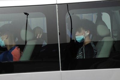 A van carrying migrant minors in Ceuta as part of their repatriation to Morocco. 740 children are living in emergency shelters in the Spanish enclave in North Africa. EPA