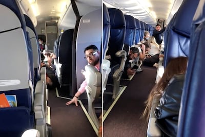 Passengers inside the plane following reports of gunfire hitting its fuselage. Reuters