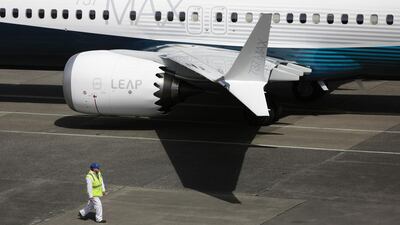 A Boeing 737 MAX with a Leap engine. The plane maker has restarted some flights after engine problems led to the aircraft being grounded. Jason Redmond / AFP