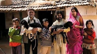 Omkar Das Manikpuri, Raghubir Yadav, Naseeruddin Shah, Nawazuddin Siddiqui, Shalini Vatsa and Malaika Shenoy in the film Peepli Live. Courtesy Peepli Live Official Website