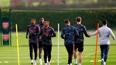 Arsenal's Reiss Nelson, left, and Gabriel Jesus. PA