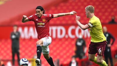 United's Edinson Cavani on the attack at Old Trafford